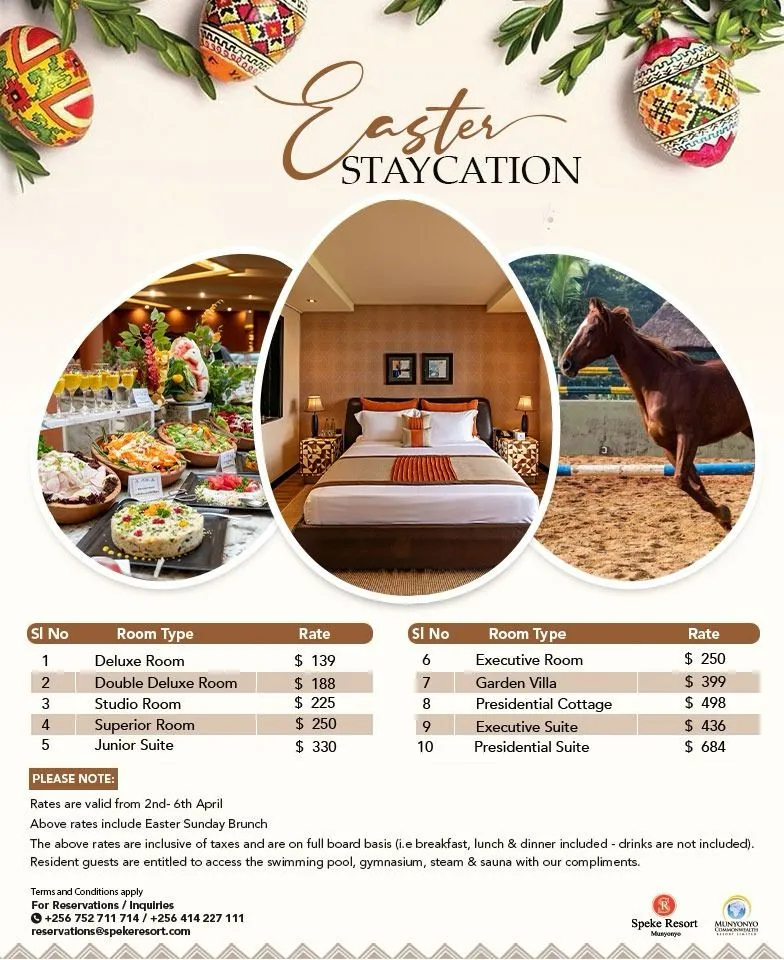 Speke Resort Munyonyo announces luxury Easter Weekend Staycation with discounted accommodation and full leisure access